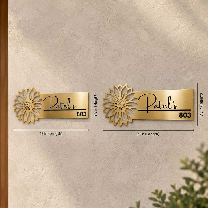 "Luxury Blossom" Personalized Weatherproof Stainless Steel Name Plate With Flower Motif For Home