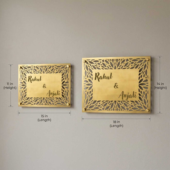 "Elite Couple" Personalized Weatherproof Stainless Steel Name Plate With Border Design For Couples