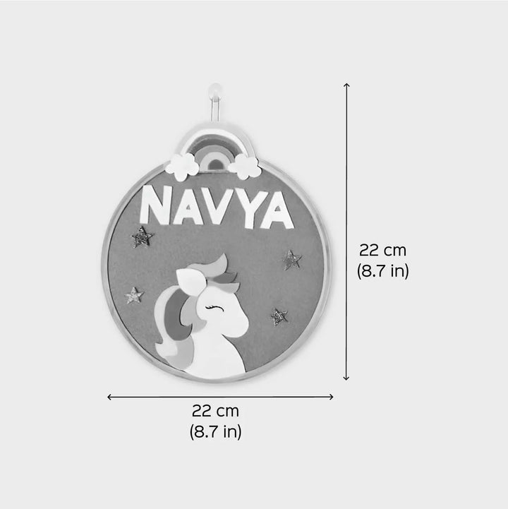 Personalized Unicorn Theme Felt Hoop Name Plate