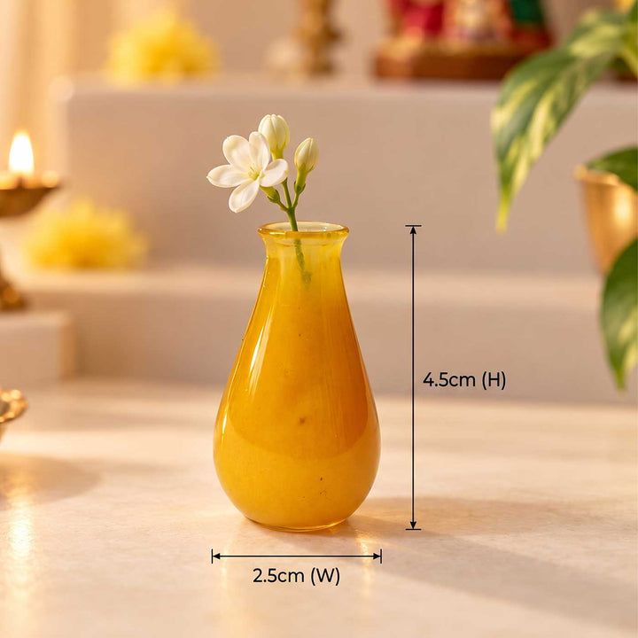 Handmade Mustard Yellow Small Glass Art Vase For Home Decor