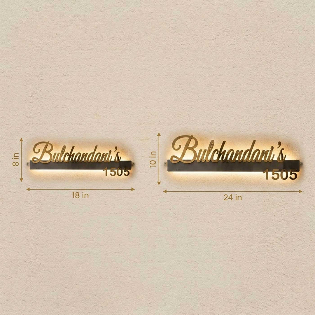 "Glow Signature" LED Backlit Personalized Weatherproof Stainless Steel Name Plate With House Number For Home