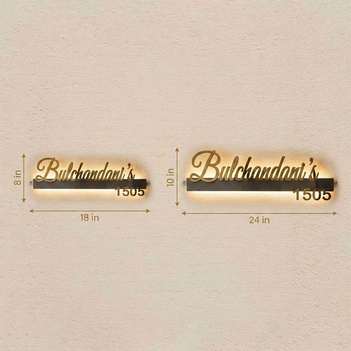 "Glow Signature" LED Backlit Personalized Weatherproof Stainless Steel Name Plate With House Number For Home