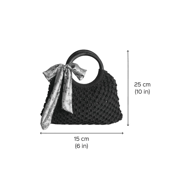 Handmade Macrame Baguette Bag With Bow