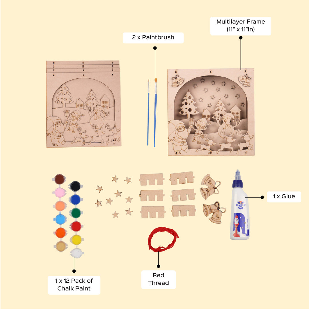 Pre Marked Multilayer Frame Christmas MDF Wood DIY Kit