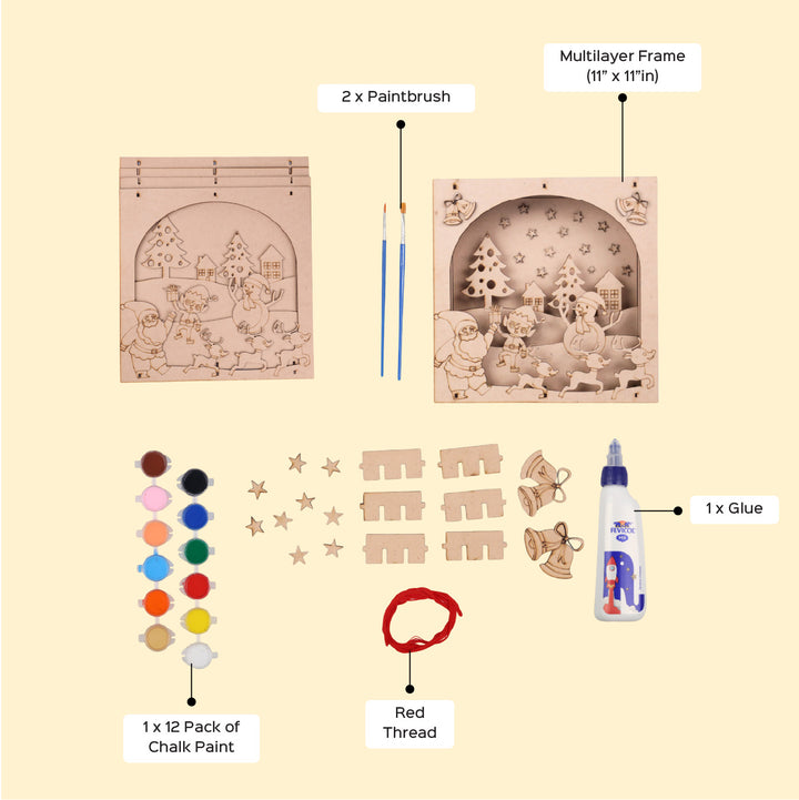 Pre Marked Multilayer Frame Christmas MDF Wood DIY Kit