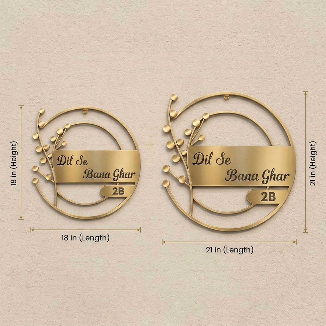 "Flora Nest" Round Personalized Weatherproof Stainless Steel Name Plate For Home