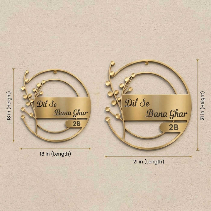 "Flora Nest" Round Personalized Weatherproof Stainless Steel Name Plate For Home