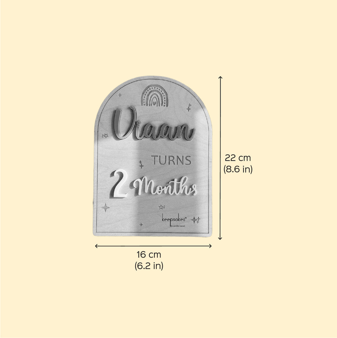 Personalized Rainbow Theme Birch Wood Baby Milestone Markers For Newborn Photoshoot