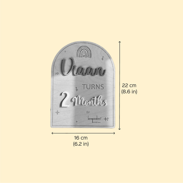Personalized Rainbow Theme Birch Wood Baby Milestone Markers For Newborn Photoshoot