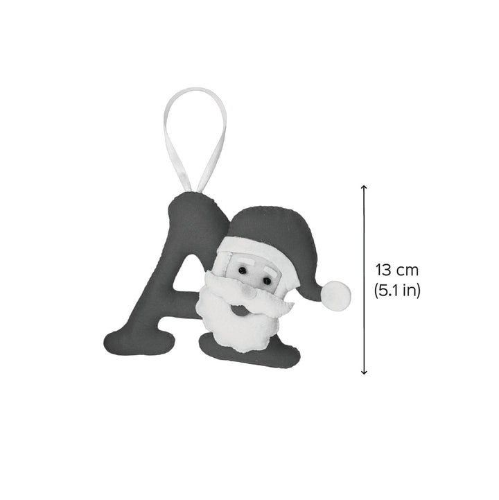 Personalized Red Initial With Santa Felt Ornament For Christmas Tree Decoration