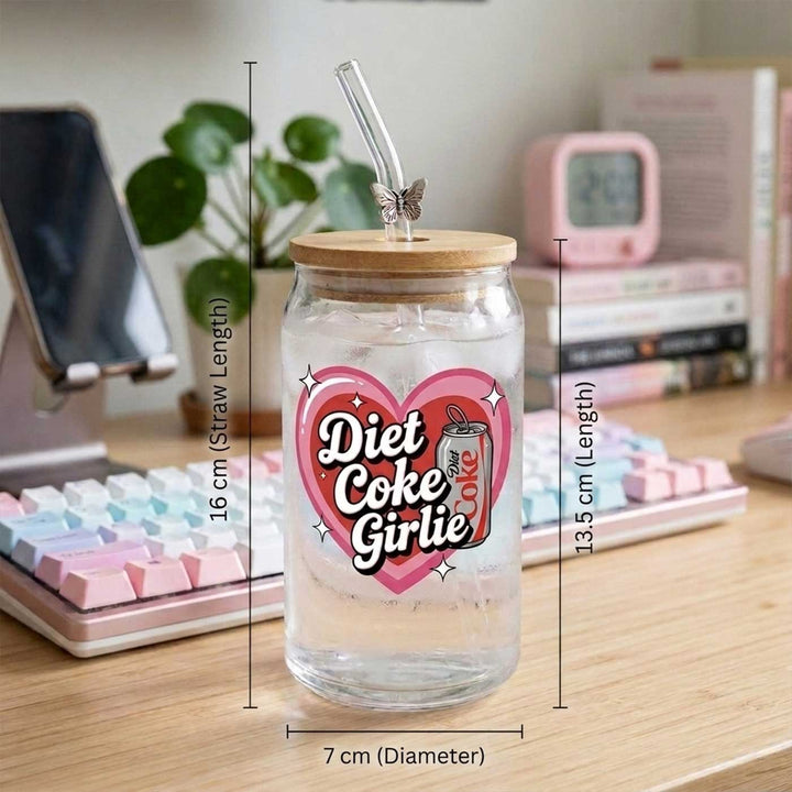 Diet Coke Girlie | Personalized Glass Mug | Sleek Large Custom Gift