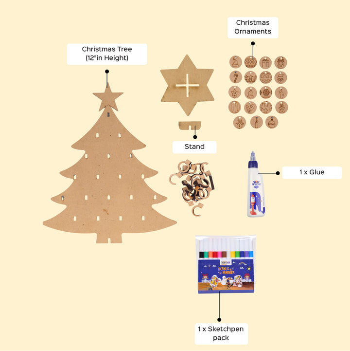Pre Marked Make Your Own Christmas Tree MDF Wood Painting DIY Kit