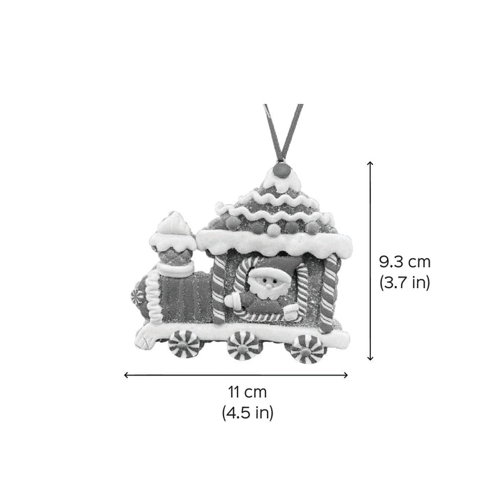 Handmade Gingerbread Engine Candyland Clay Ornaments For Christmas Tree Decoration | Set Of 2