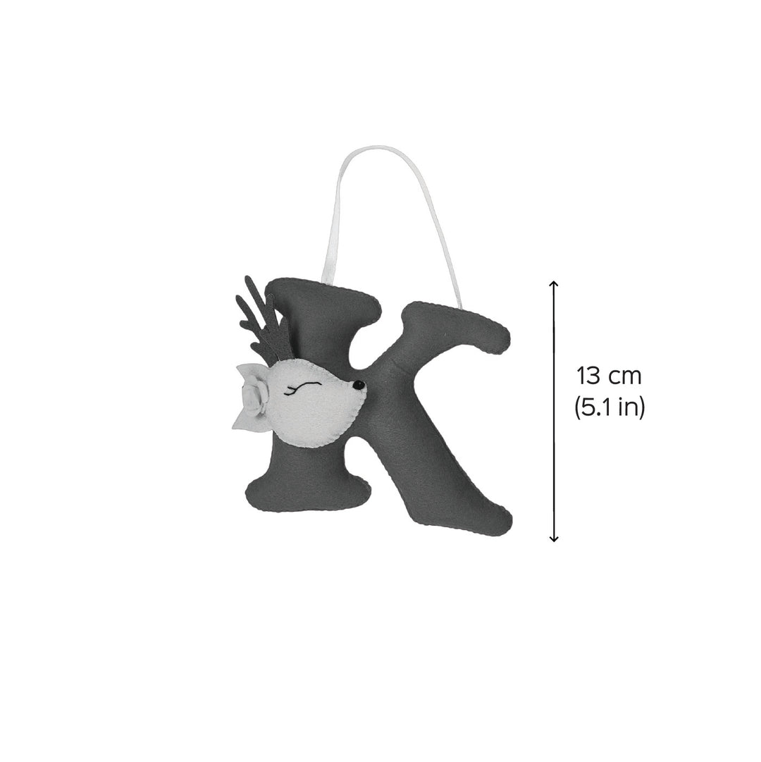 Personalized Initial With Reindeer Felt Ornament For Christmas Tree Decoration