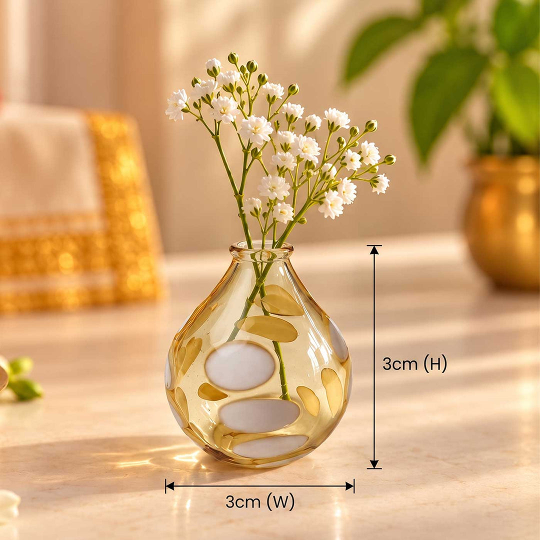 Handmade Clear Amber Bubble Small Glass Art Vase For Home Decor