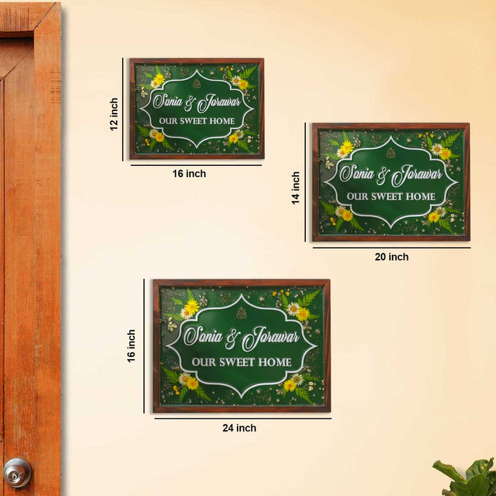 Personalized Floral Elegance Wooden Frame Resin Name Plate