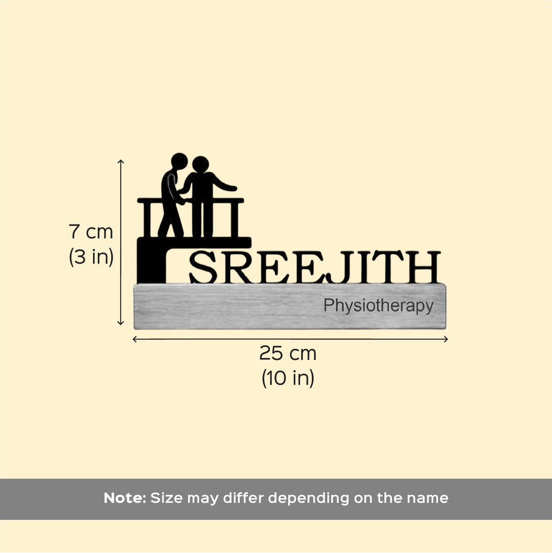 Personalized Minimal Desk Name Plate for Physiotherapy