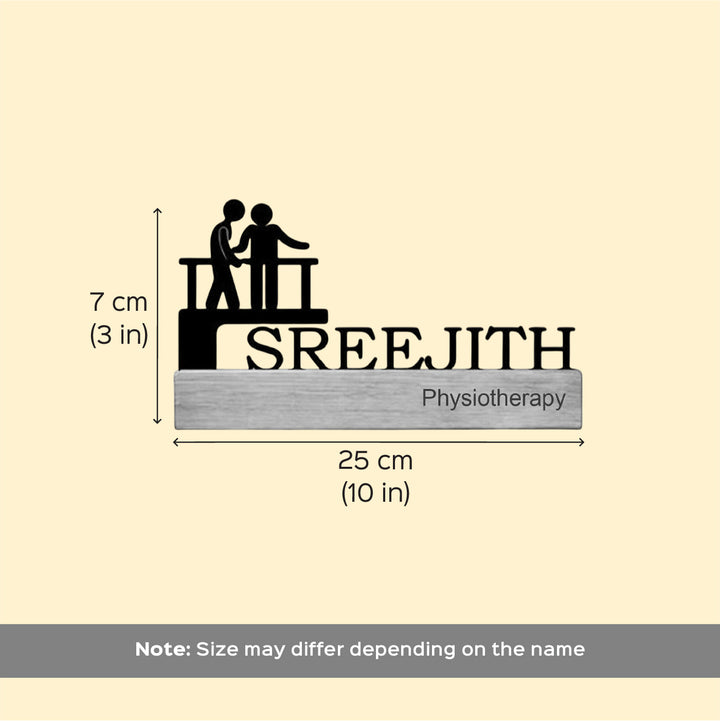 Personalized Minimal Desk Name Plate for Physiotherapy