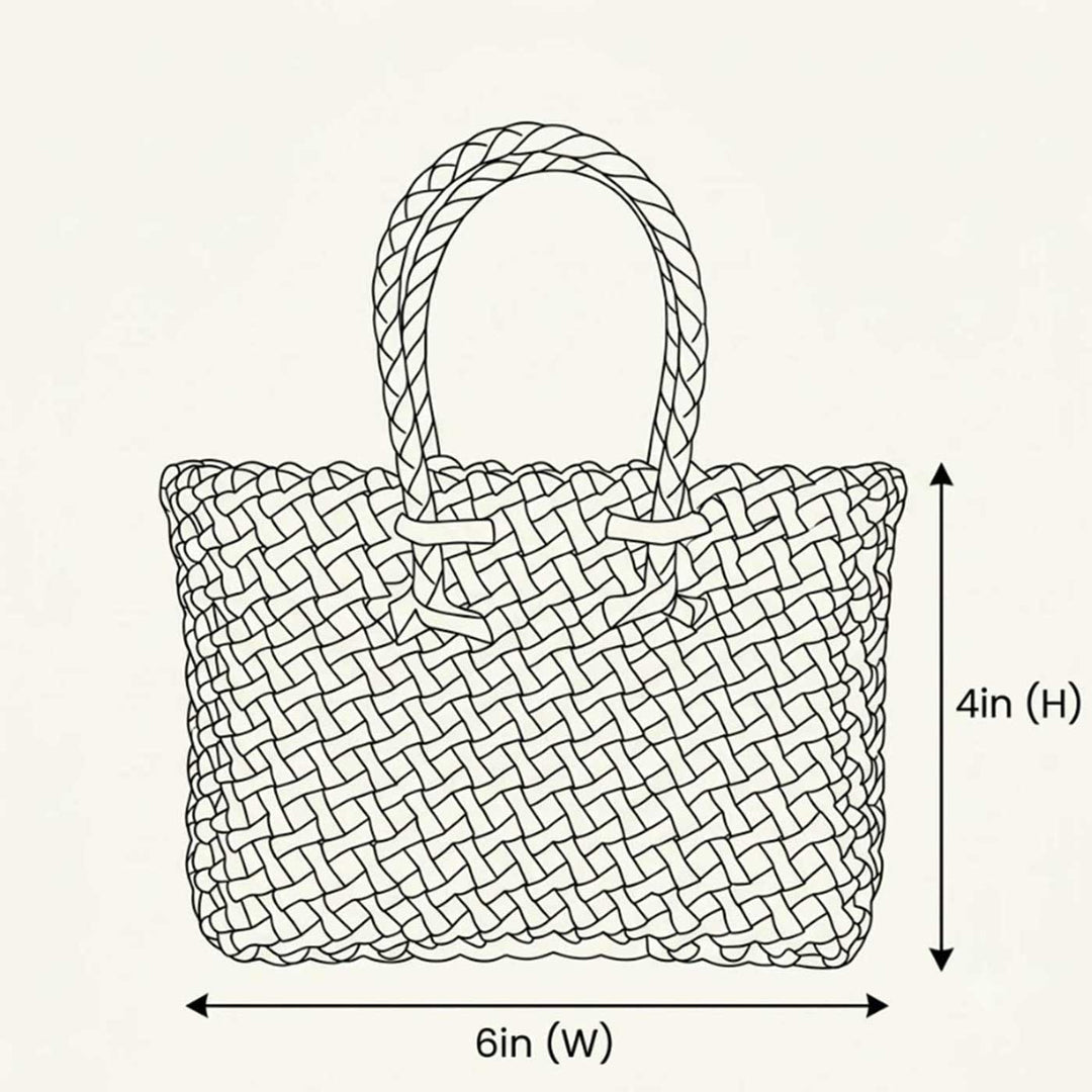 Handwoven Green & Beige Small Plastic Wire Koodai Bag For Festive Return Gifts