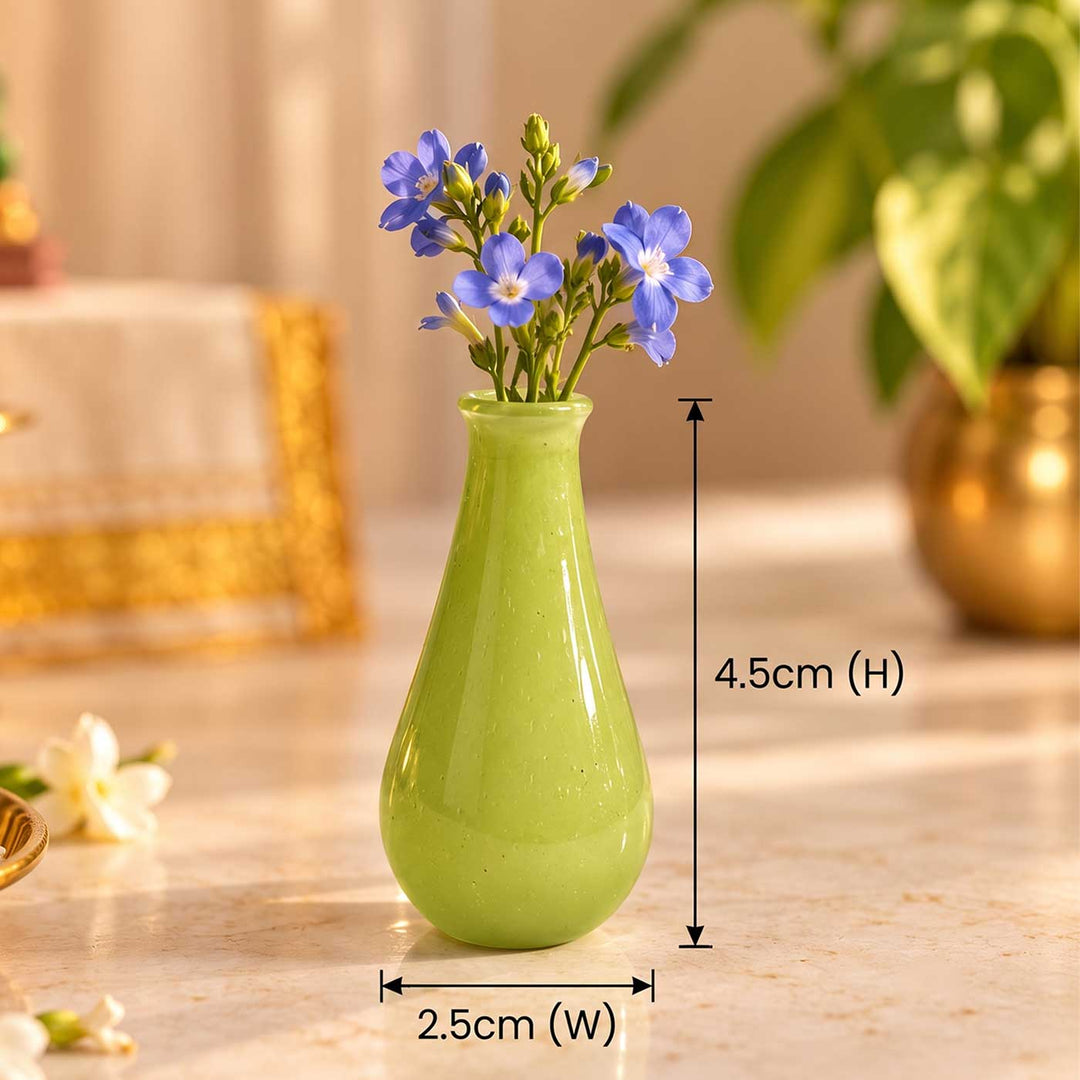 Handmade Lime Green Small Glass Art Vase For Home Decor