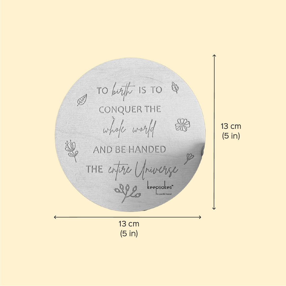 Handmade Round One More To Adore Birch Wood Photo Prop For Newborn Photoshoot