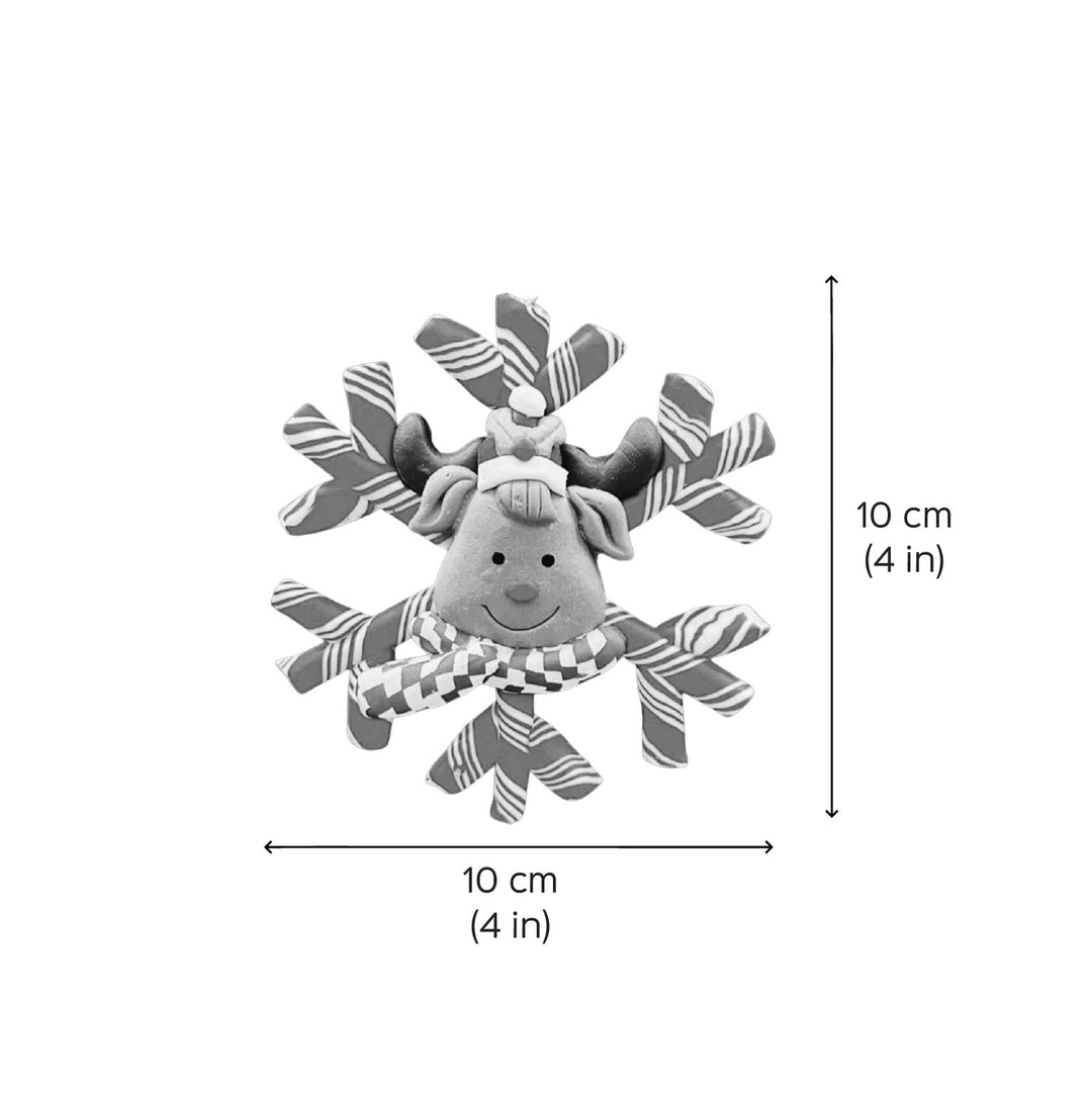 Handmade Reindeer In A Snowflake Clay Ornaments For Christmas Tree Decoration