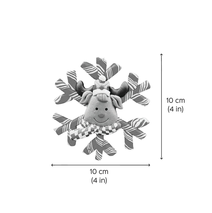 Handmade Reindeer In A Snowflake Clay Ornaments For Christmas Tree Decoration
