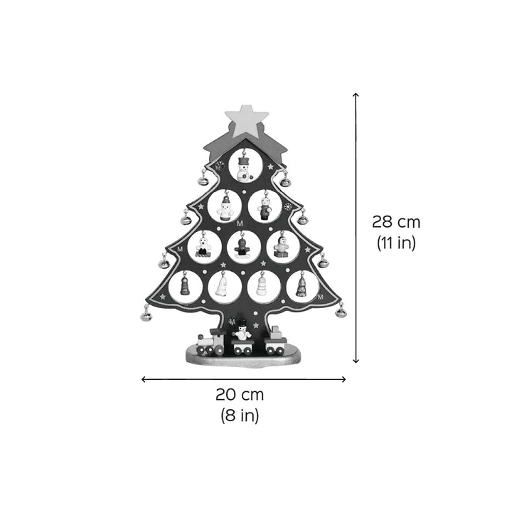 Merry Mistletoe Xmas Tree With 21 Ornaments Wooden DIY Decor | Set Of 2