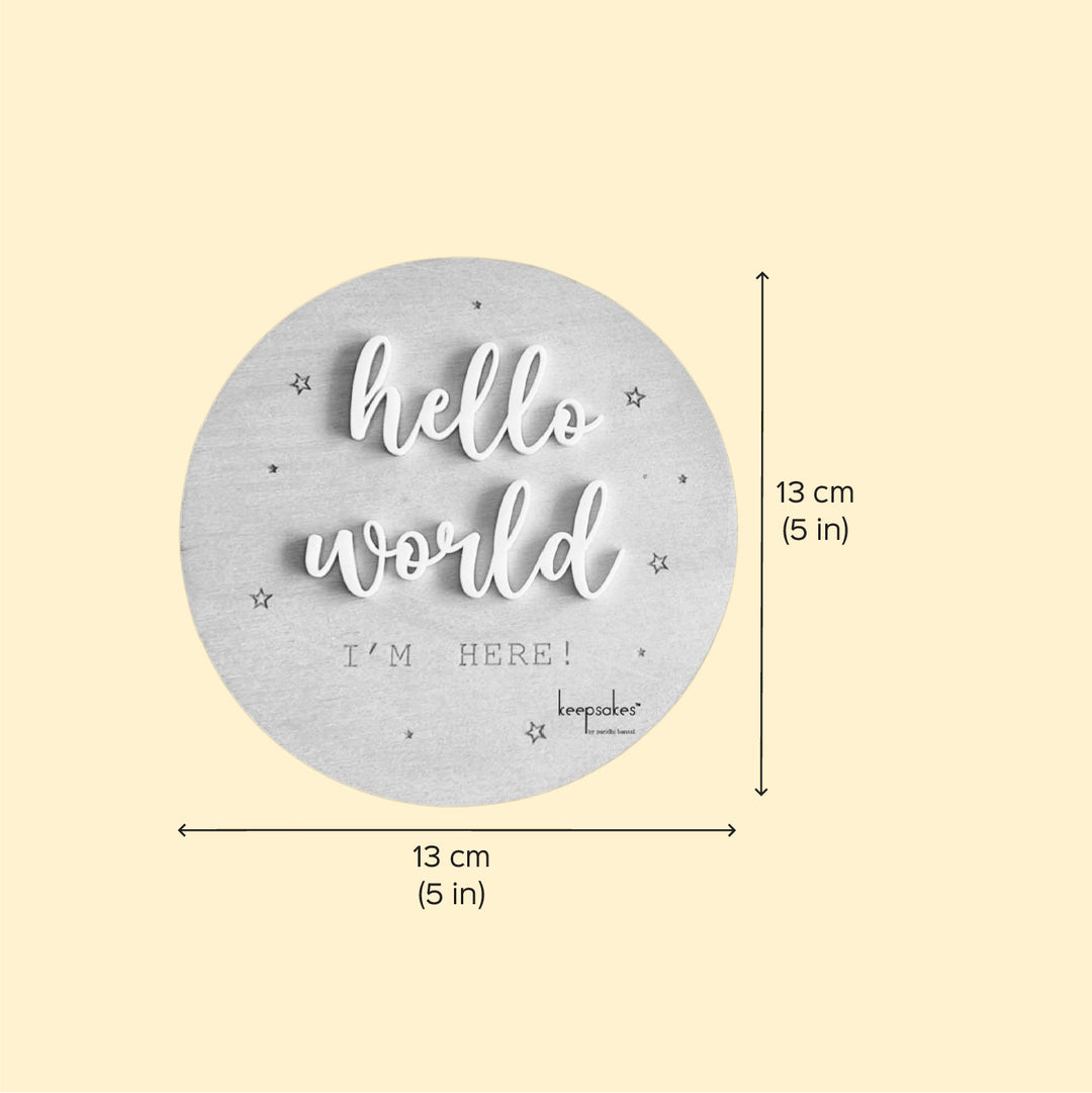 She's Here & Hello World Birch Wood Photo Prop For Newborn Photoshoot