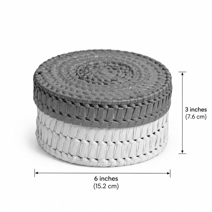 Handwoven Palm Leaf Round Gift Box With Lid For Gifting