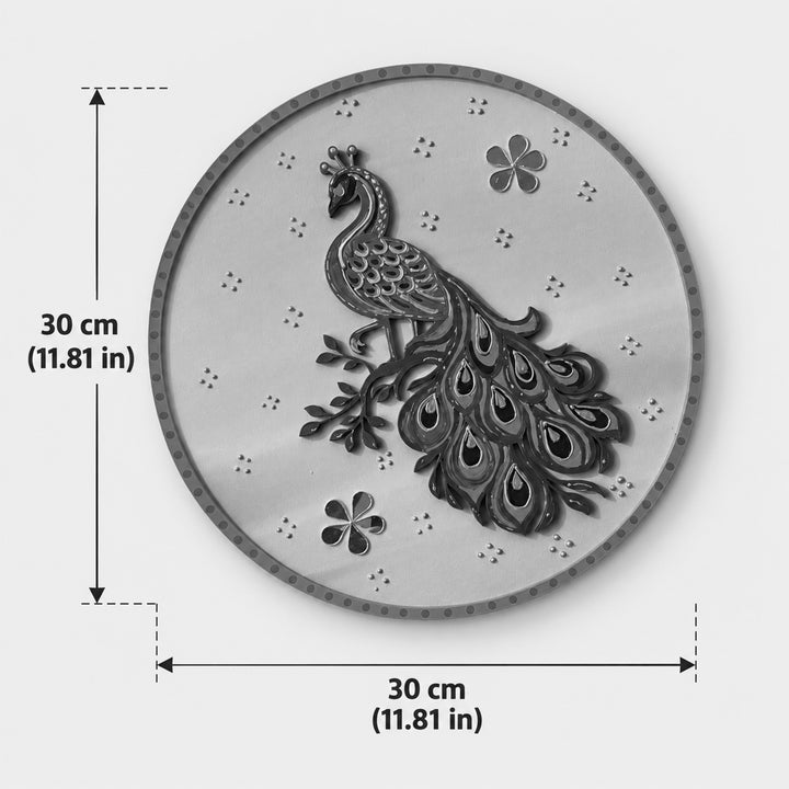 Hand-Painted Peacock Garden Round Rangoli For Festive Decor