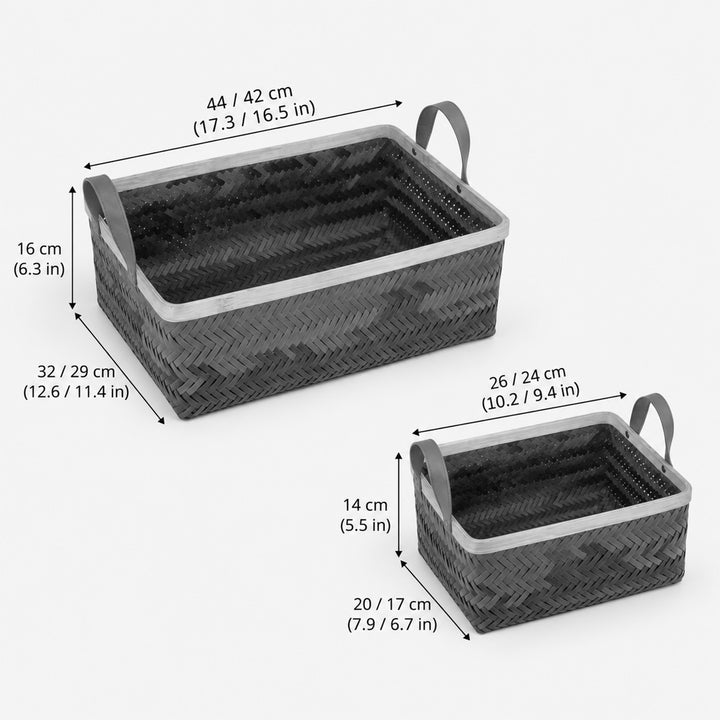 Set of 2 | "Blush" Handwoven Bamboo Tray With Handles For Home Storage & Gifting