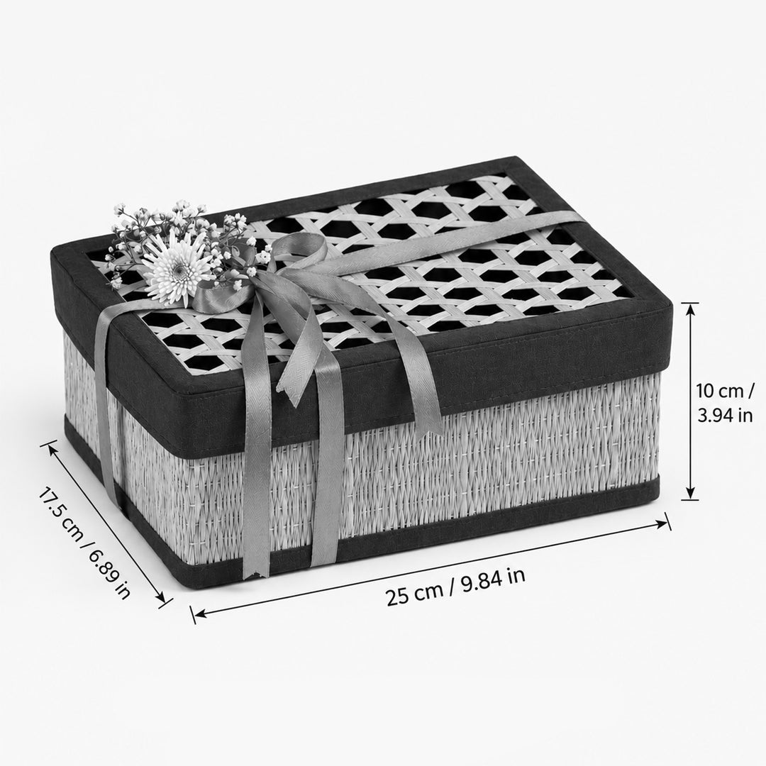 Nest Handcrafted Natural Rivergrass And Bamboo Lidded Gift Box For Storage And Gifting