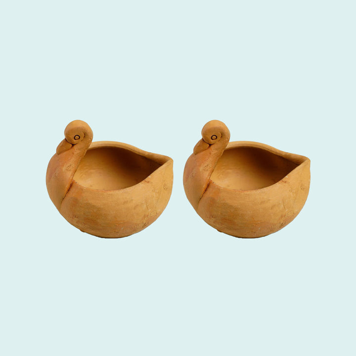 Handmade Duck-Shaped Terracotta Diya I Set of 2