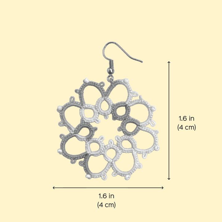 Handmade Tatting Flower Shaped Cotton Earrings