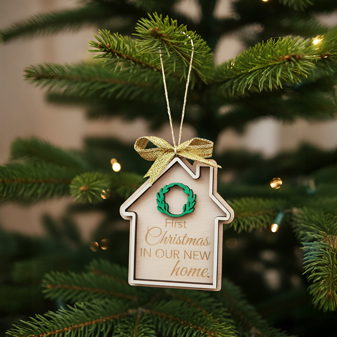 Handmade “First Christmas in Our New Home” MDF Wood Ornament For Tree Decoration