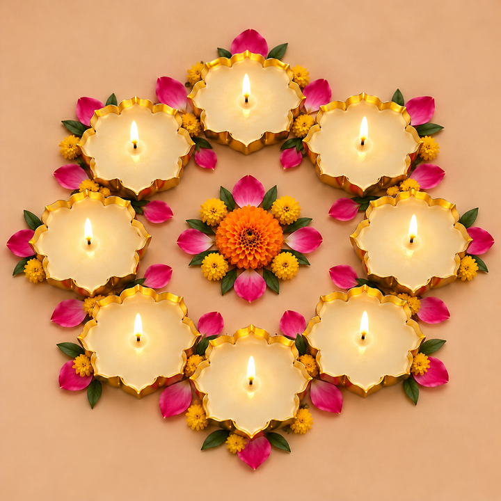 Set of 8 | Handmade Star Design Wax Candle