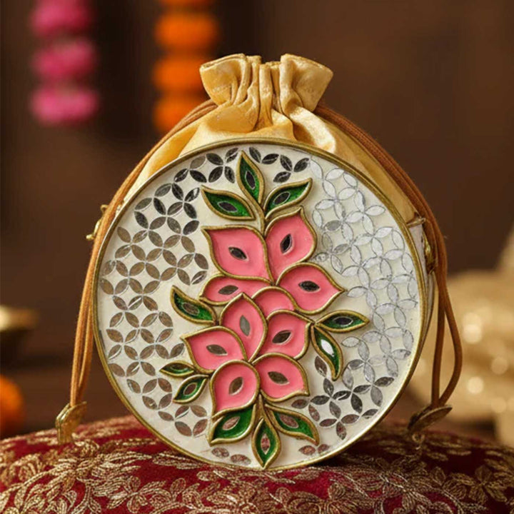 Handcrafted Round Gulzaar Lippan Art Potli Sling Bag
