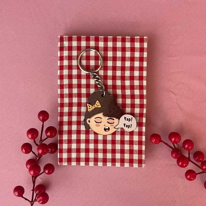 Printed Hand-Illustrated Conversation Starter MDF Wood Key Chain/Bag Charm