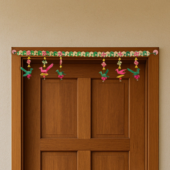 47 Inch | Handmade Diwali Decor Palm Leaf Parrot Toran