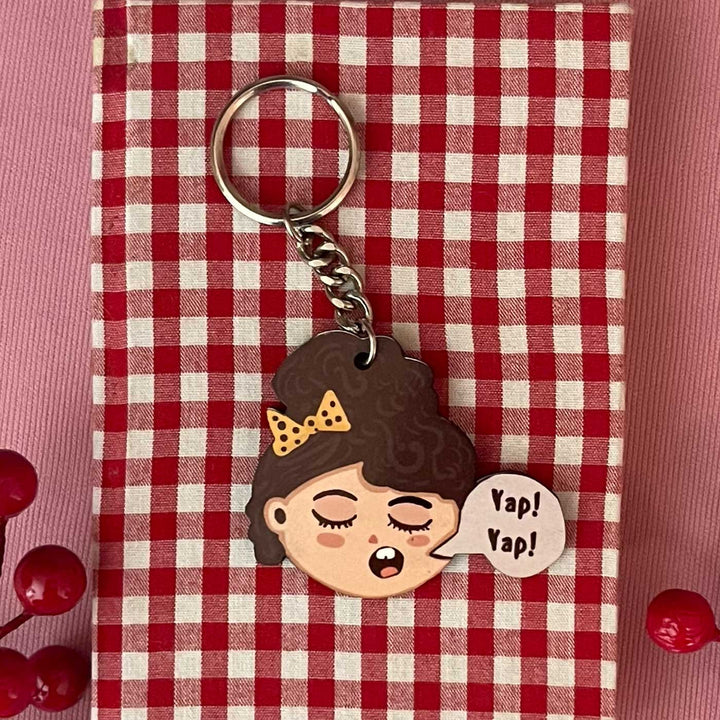Printed Hand-Illustrated Conversation Starter MDF Wood Key Chain/Bag Charm