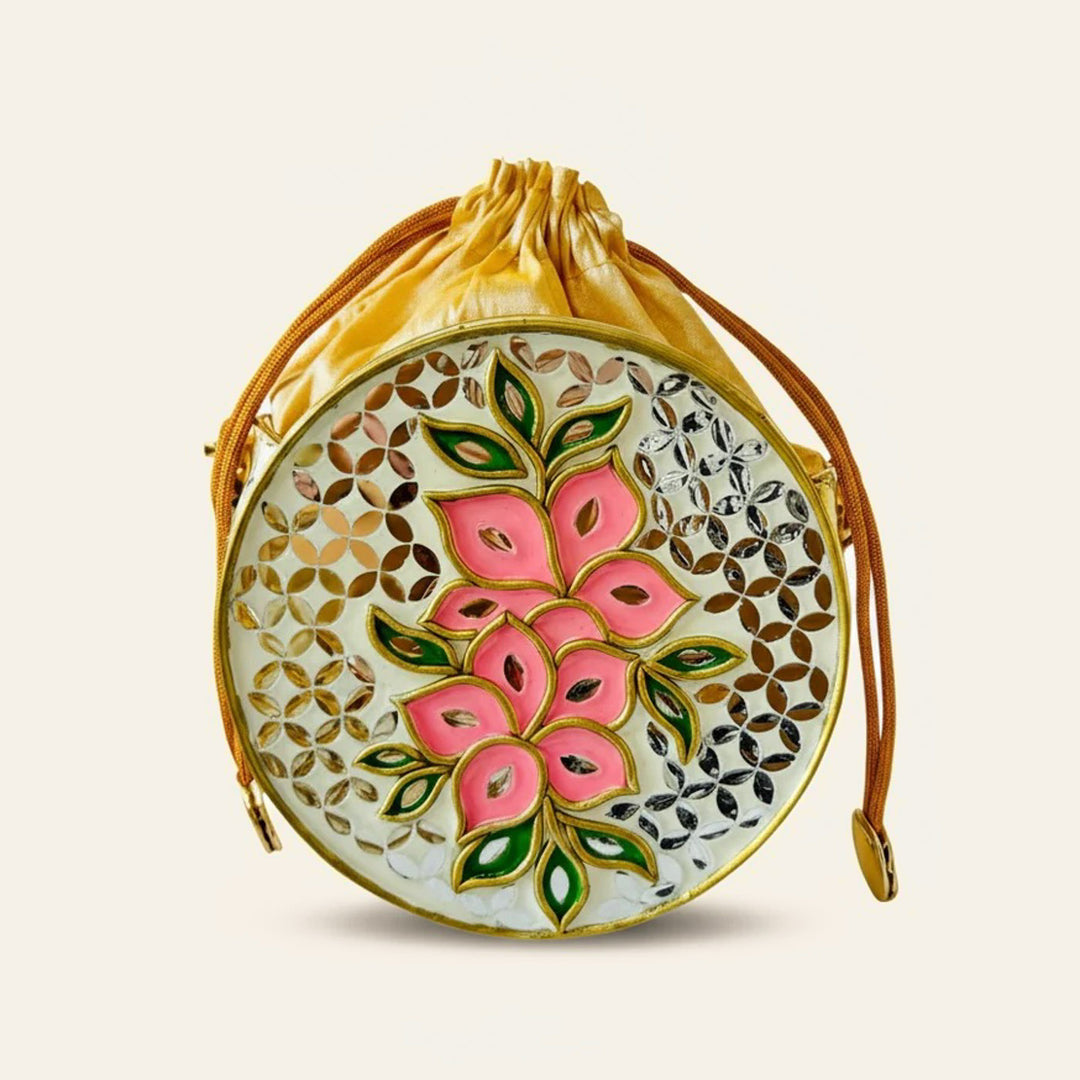 Handcrafted Round Gulzaar Lippan Art Potli Sling Bag