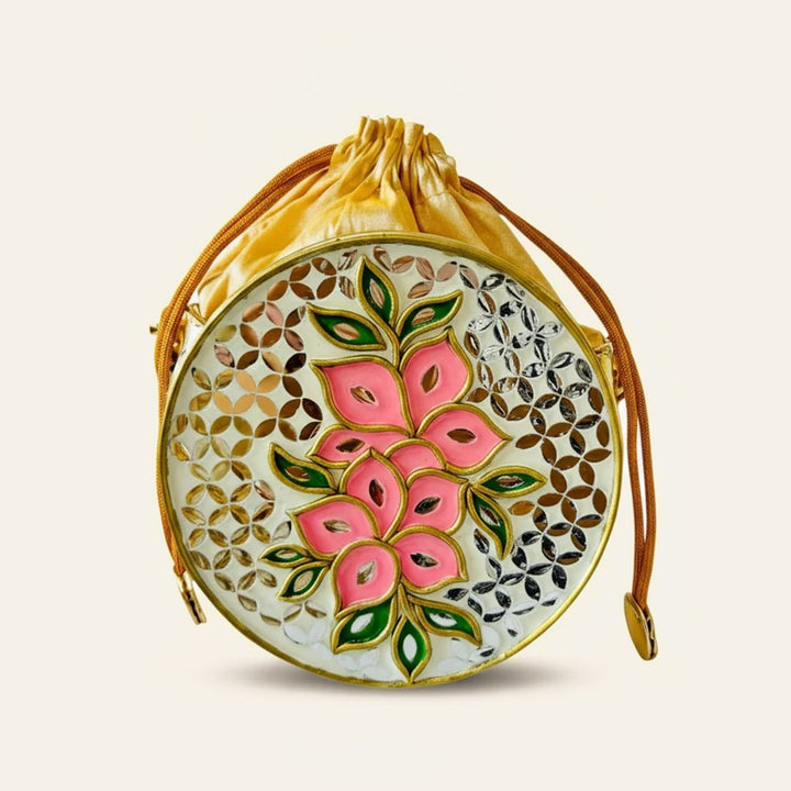 Handcrafted Round Gulzaar Lippan Art Potli Sling Bag