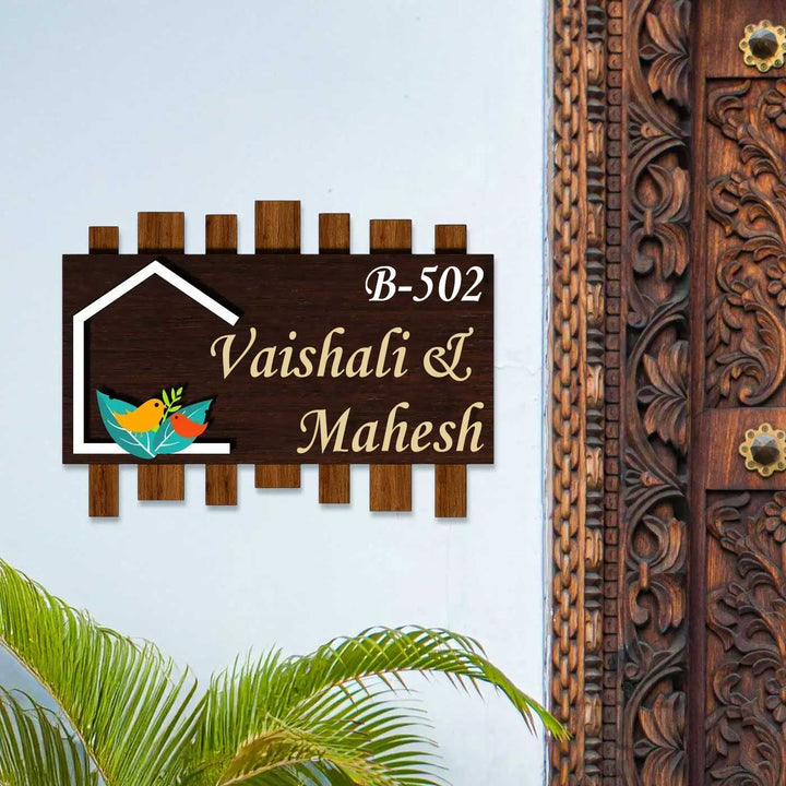 Personalized Nest In The Woods Theme Mdf Wood Name Plate
