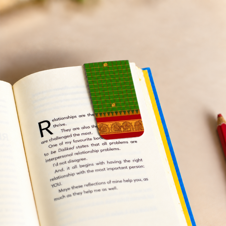 Set Of 6 | Traditional Kanchipuram Silk-Inspired Magnetic Bookmarks