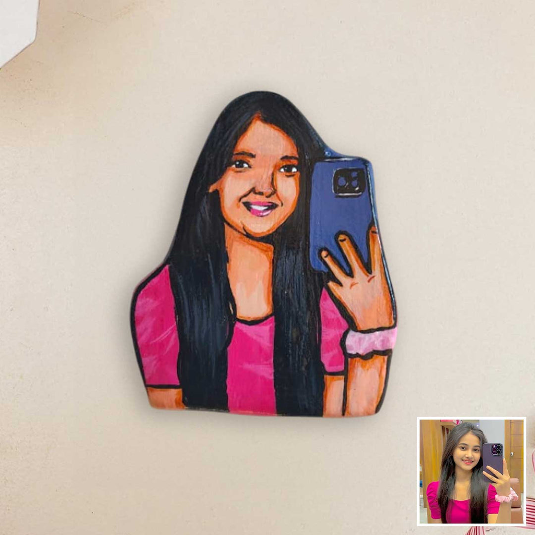 Cute Girl Photo Personalized Handpainted Clay Fridge Magnet