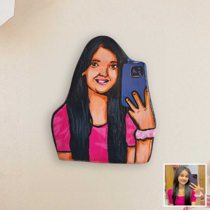 Cute Girl Photo Personalized Handpainted Clay Fridge Magnet