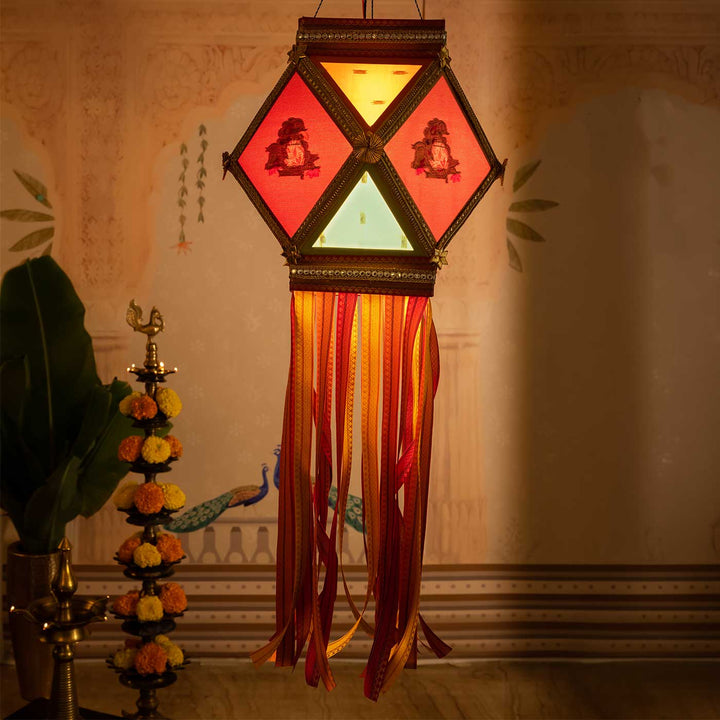 Paithani Handmade Decorative Asavalli Paisley Akash Kandil/Lantern