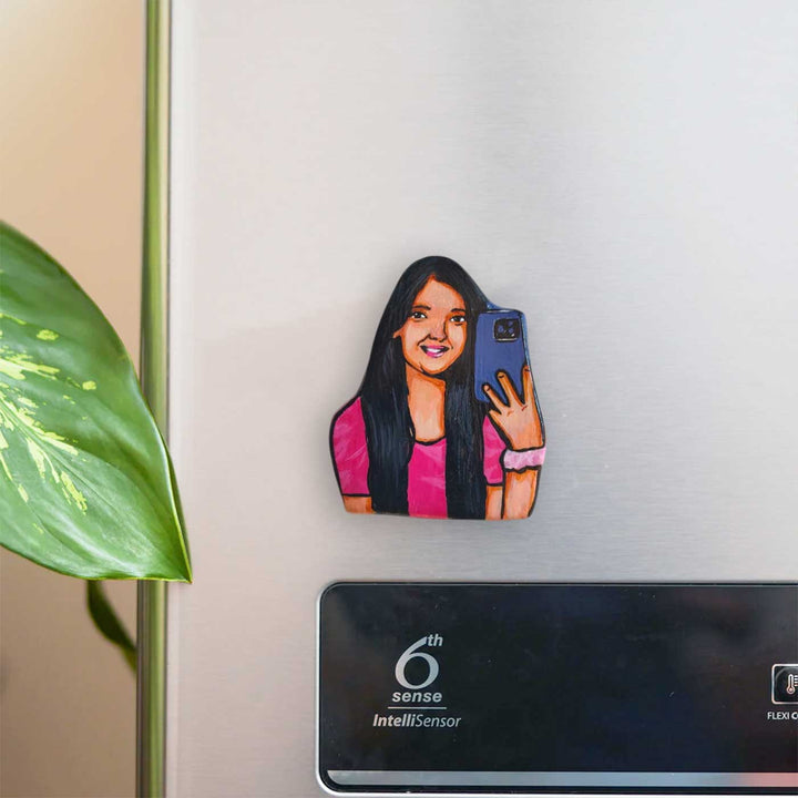 Cute Girl Photo Personalized Handpainted Clay Fridge Magnet