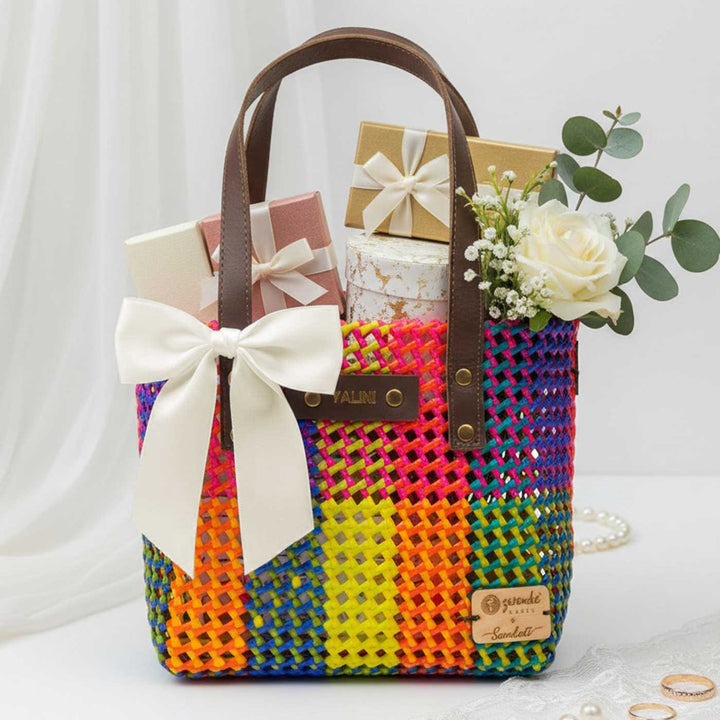 Multicolor Checks Mukhya Knot Handmade Small Koodai Bag